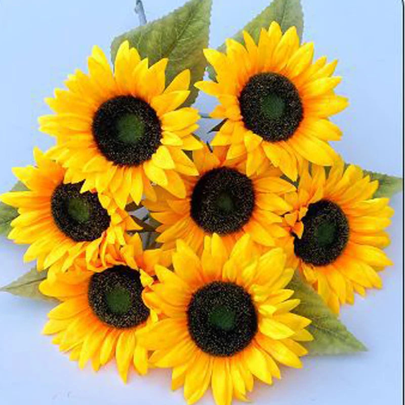 Artificial Flowers Sunflowers Fake Flowers Sunflower Silk Flowers 7 Sunflowers Wedding Photography Home Decor Bouquet Wholesale