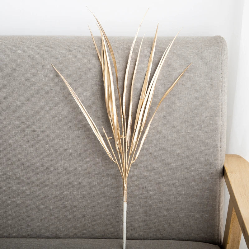 Artificial Plants Gold Fake Flowers Plastic Grass Wedding Arrangement Leaves Autumn Home Party Supplies Christmas Decorations