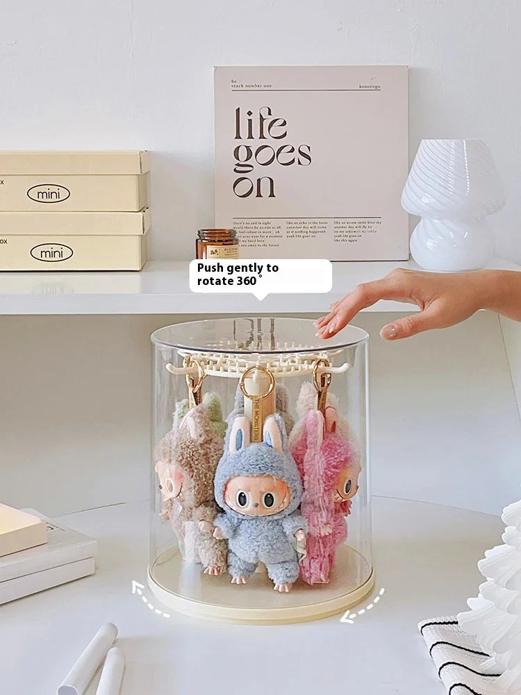 Labubu Pendant Display Box Rotating Transparent Labubu Doll  Storage Blind Box Storage Display Dustproof And Moisture-Proof