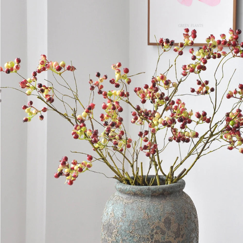 1 Branch Simulate Tree Fruit Flower Plant Branch Arrangement DIY Home Decoration