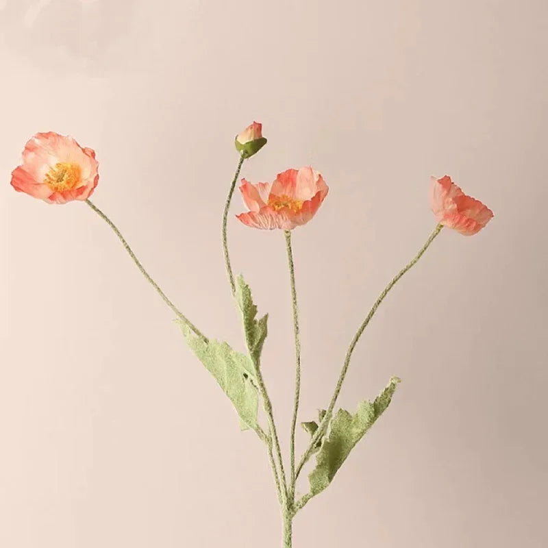 Artificial Silk Flowers Simulation Poppies Wedding Decoration Long Fake Poppy Branch Home Table Decor Ornaments Wedding Flowers