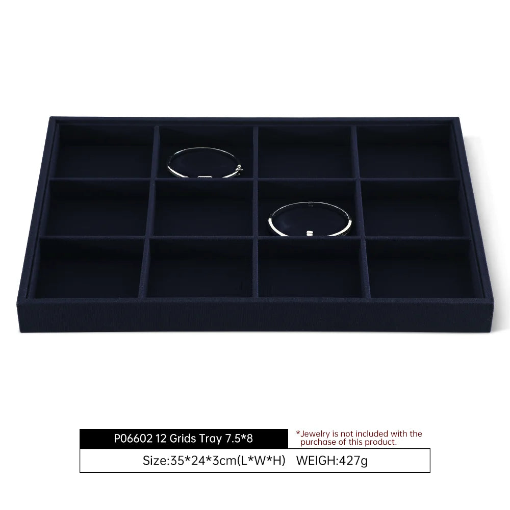 YinBeiNi Linen Stackable Ring Earring Bracelet Necklace Display Tray Jewelry Storage Drawer Insert Organizer Holder Tray P062