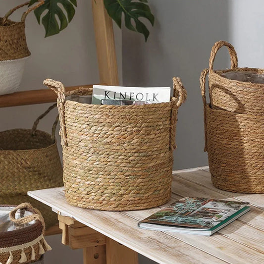Picnic Baskets Wicker Baskets Laundry Basket Straw Weaving Flower Plants Pot Woven Garden Flowerpot Sundries Storage Basket