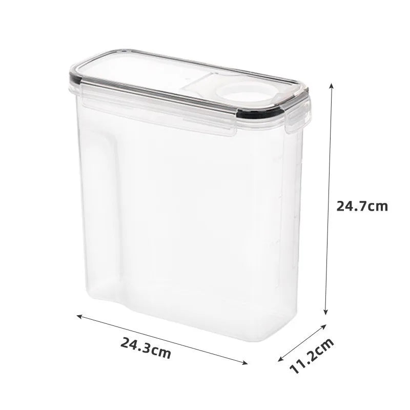 4L  Airtight Cereal Storage Container Moistureproof Insect Proof Rice Bucket Food Storage Box Plastic Transparent Sealed Tank