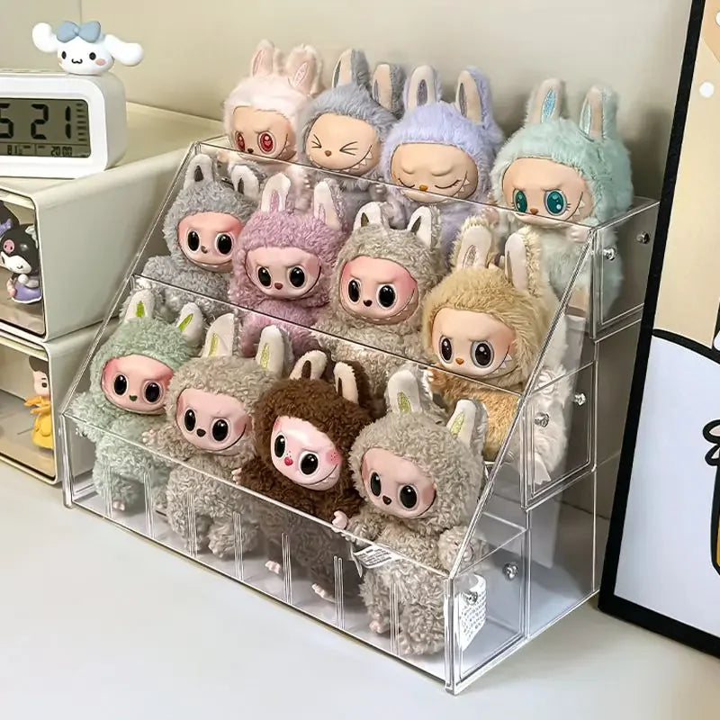 3-layer Large Capacity Display Rack Labubu Doll Handmade Blind Box Storage Box Stepped Acrylic Display Rack