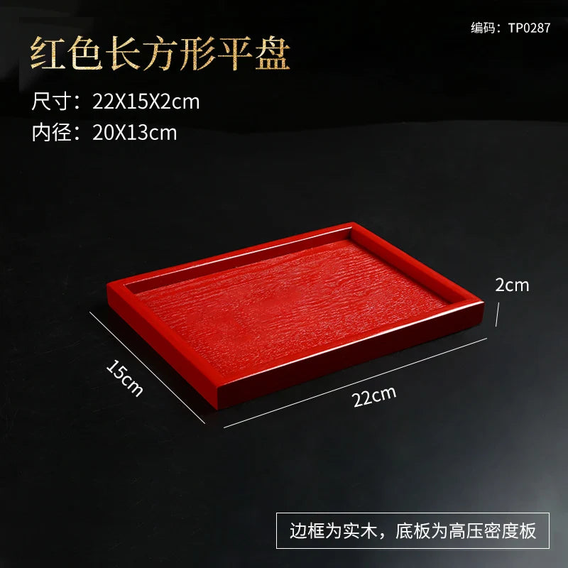 Chinese Red Solid Wood Tray Wedding Wedding Decorative Tray Home Dry Brew Tea Tray Wedding Supplies