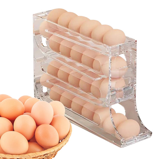 4 Layers Automatic Rolling Egg Storage Holder Fridge Eggs Storage Box Container Kitchen Organizer Refrigerator Egg Dispenser