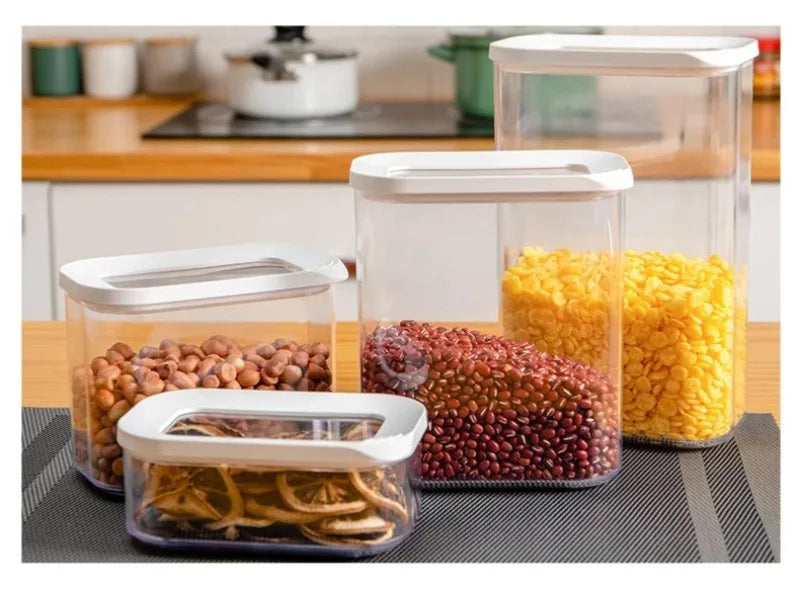 Sealed Grain Storage Box Transparent Food Cereal Kitchen Storage Container Rice Tank Barrel Coffee Bean Organizer Kitchen Tools