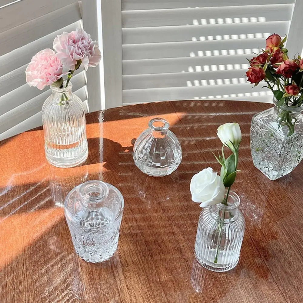 Retro Hydroponic Plant Vase Transparent Glass Vase INS Flower Vase Desktop Ornaments Home Decoration Wedding Party Supplies