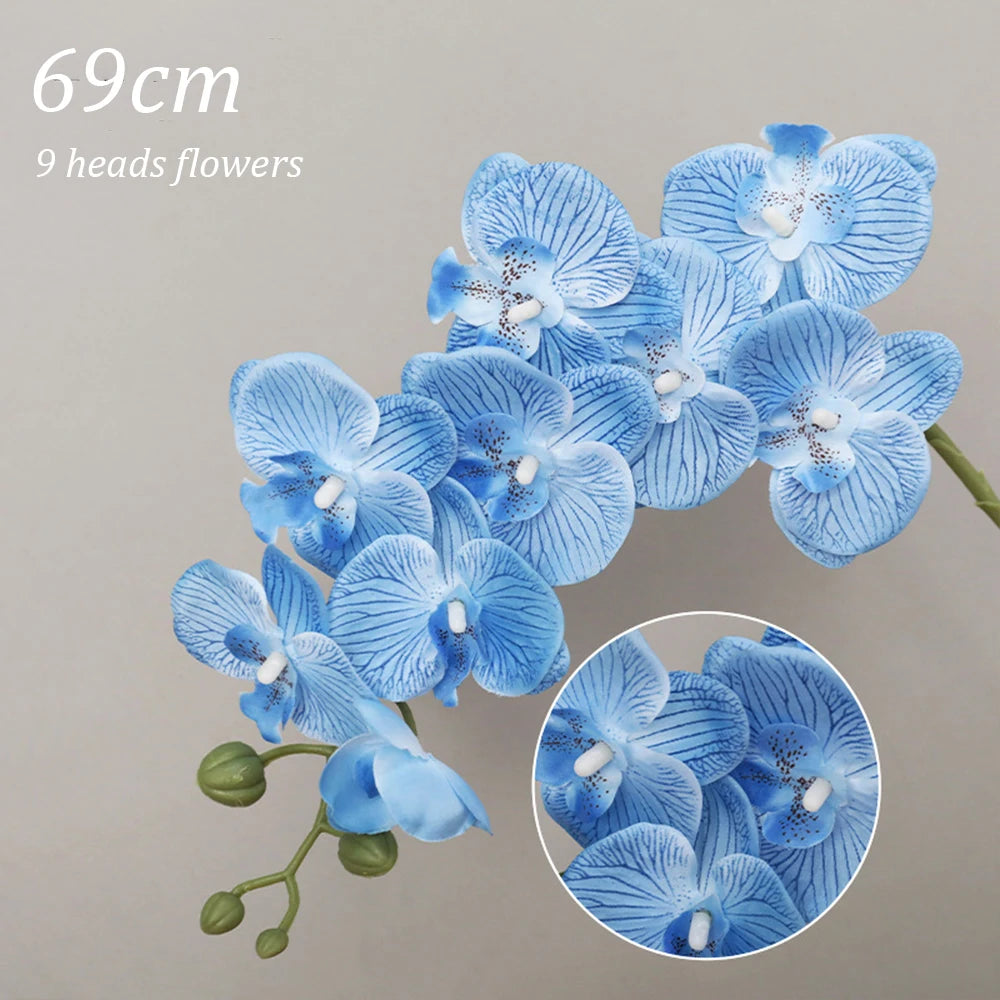 1pc Artificial Phalaenopsis Flowers 27in Orchid Realistic Fake Flower Branch for Home Room Floral Arrangement Wedding Decoration