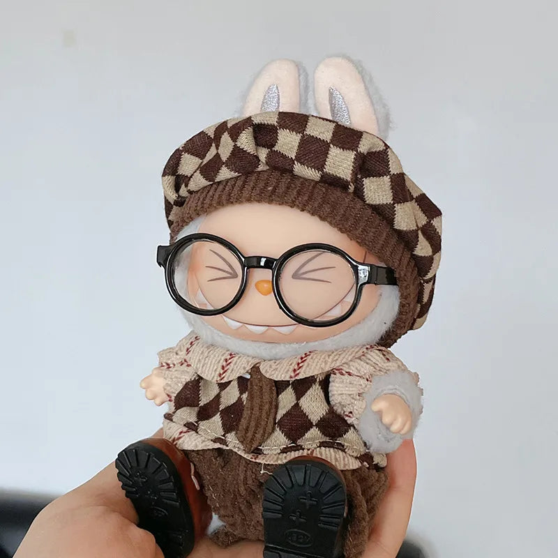Labubu 6.5cm Glasses Accessories Transparent Plastic Glasses for 15-17cm Labubu Plush Doll DIY Toys for Labubu Sunglasses ﻿