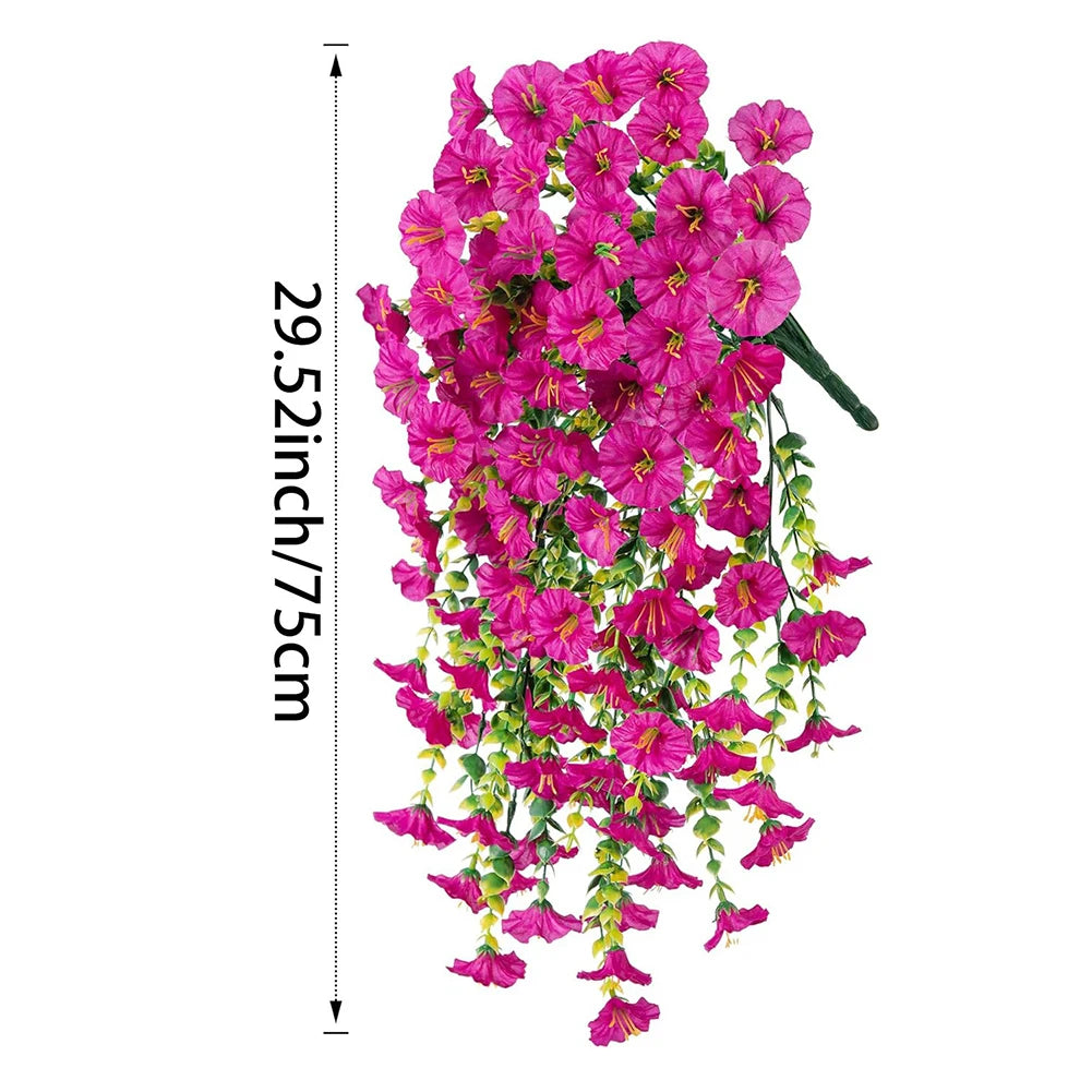 75cm Artificial Flowers Fake Morning Glory Flowers Eucalyptus Leaves Hanging Flowers For Outdoor Party Wedding Garden Decoration
