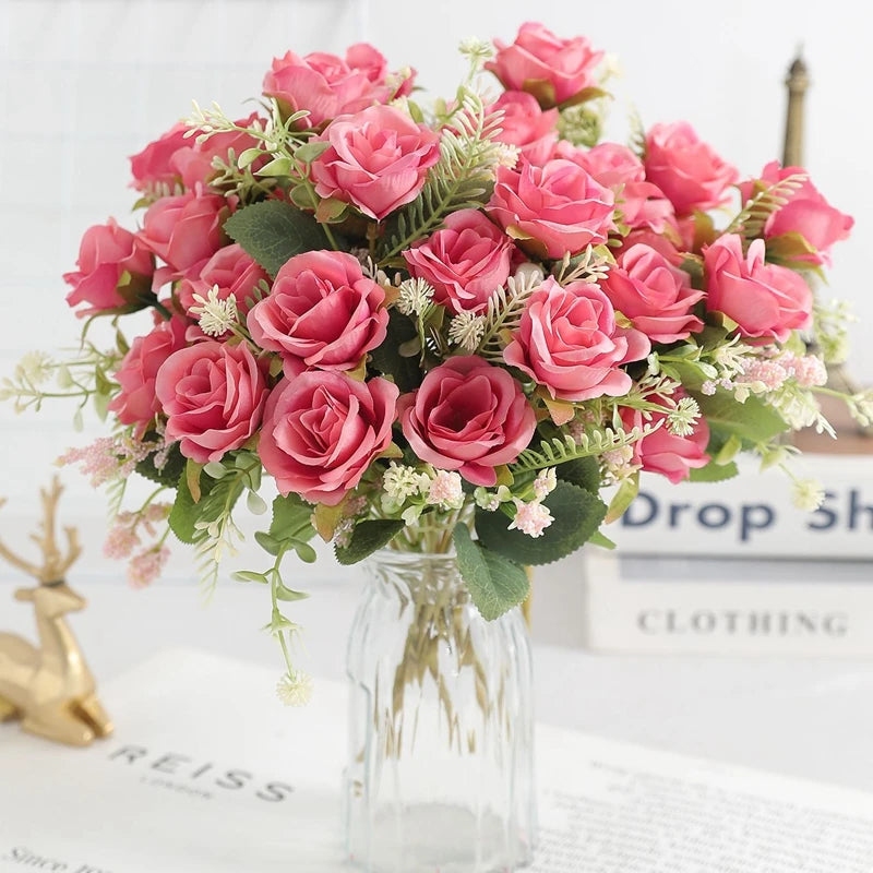 Artificial Rose Flowers Bouquet Silk Fake Flowers for Home Room Decor Garden Wedding Decoration Party Table Center DIY Ornaments