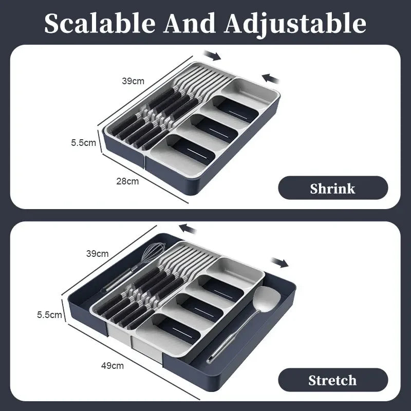 Expandable Silverware Organizer for Drawer with Knife Holder Kitchen Utensil Knife Drawer Organizer Cutlery Organizer in Drawer
