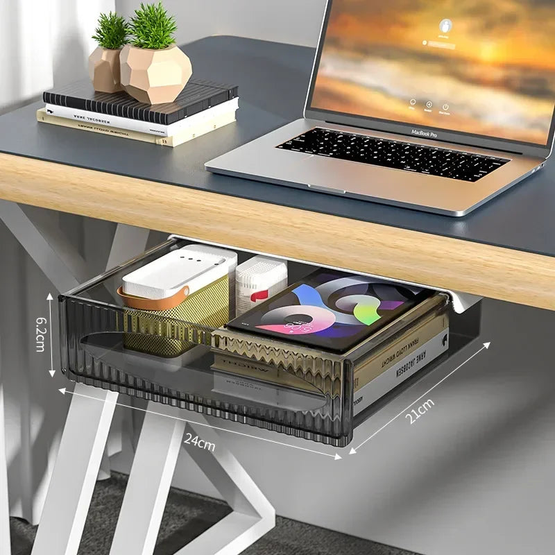 Under Desk Drawer Storage Organizer - Invisible Pull Out Shelf Box with Large Capacity, Hanging Table Shelf for Office Home