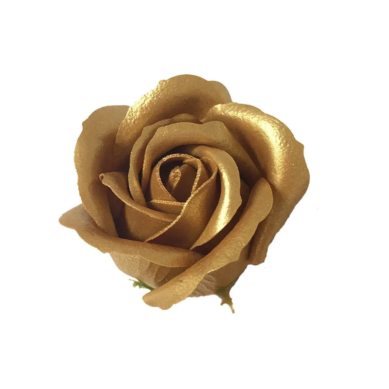 50pcs Artificial Flowers Gold /Silver Roses Fake Flowers Heads For Wedding Valentine's Day DIY Gift Bouquet Home Decoracion