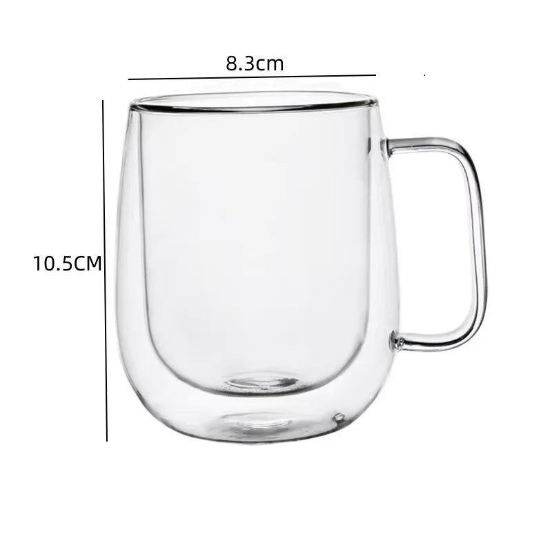 150/250/350ML Glass Cup with Handle Heat Resistant High Borosilicate Double Wall Glass Coffee Milk Beer Cups Kitchen Tools Gift