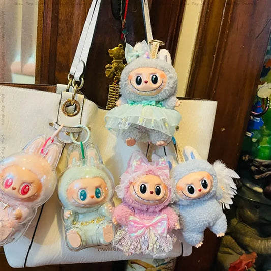 Labubu Case Sitting Party Transparent Protective Shell Dust Cover Protect Knapsack Hanging Decorations Christmas Gift Kids Toy