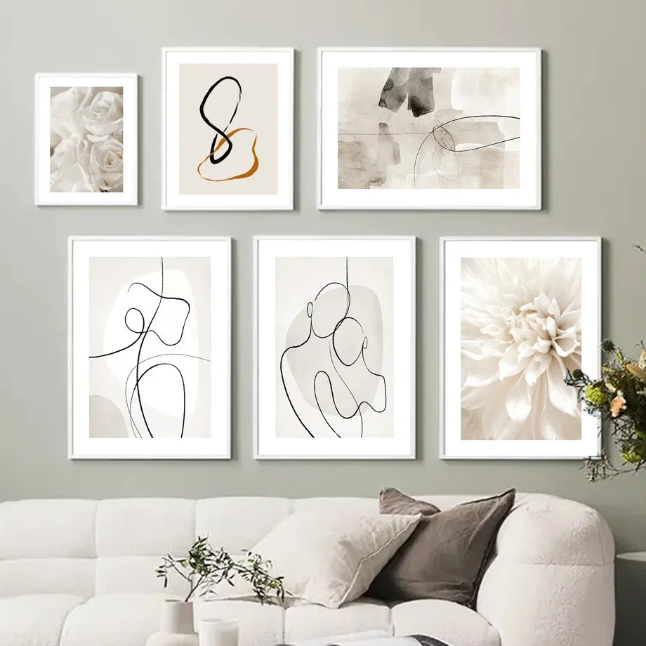 Scandinavian Minimalist Wall Art Abstract Lines Couple Woman HD Canvas Poster Prints Home Bedroom Living Room Decoration