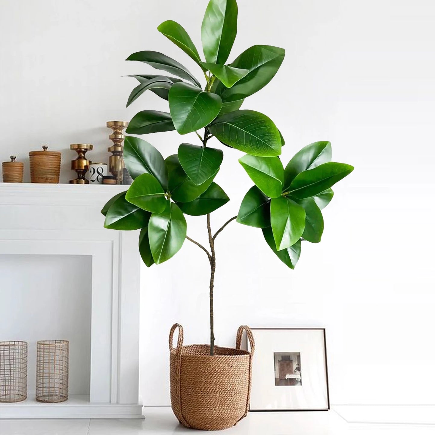 76-135cm  Artificial Plants Fake Bamboo Tree Branch Plastic Nandina Leaves Tall Green Landscape For Home Garden Decor