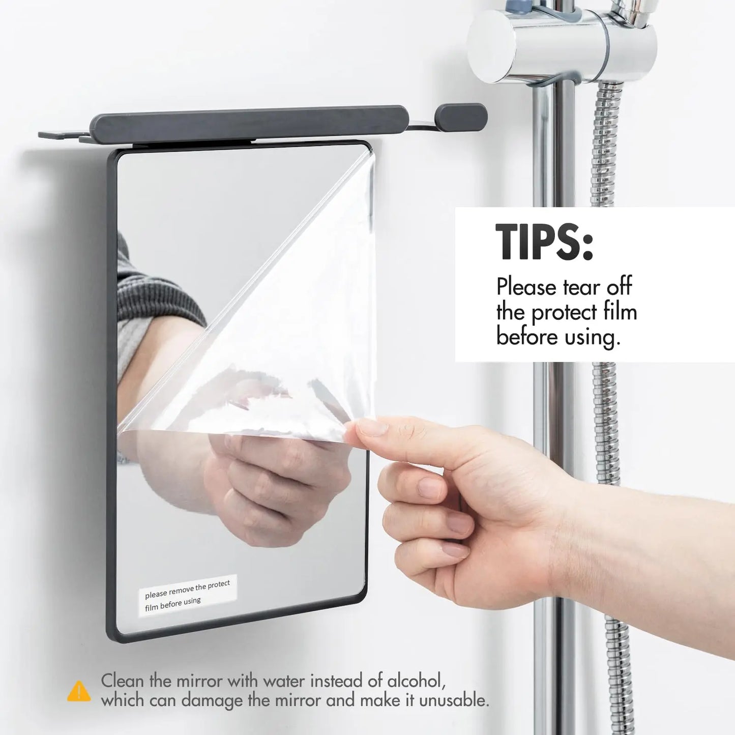 TAILI Acrylic Mirror With Wall Suction Shower Mirror with Razor Holder For Man Shaving Fogless Women Makeup Portable Bathroom