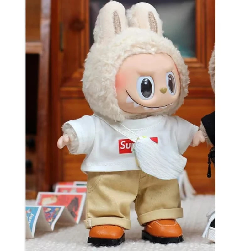 For 15-17cm Labubu V1 V2 outfit clothes vinyl face doll clothes Macaron best decoration fashion clothes