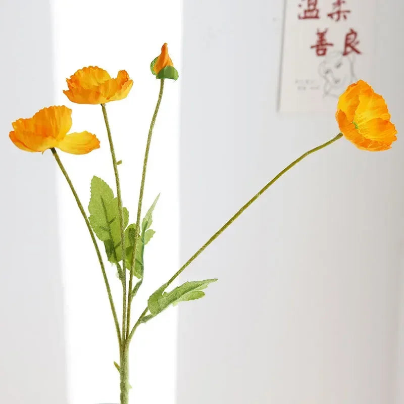Artificial Silk Flowers Simulation Poppies Wedding Decoration Long Fake Poppy Branch Home Table Decor Ornaments Wedding Flowers