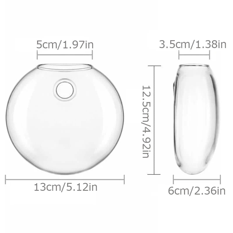 Transparent Glass Flat Vase Wall Hanging Hydroponic Container Terrarium Fish Tanks Potted Plant Flower Pot Home Garden Decorate