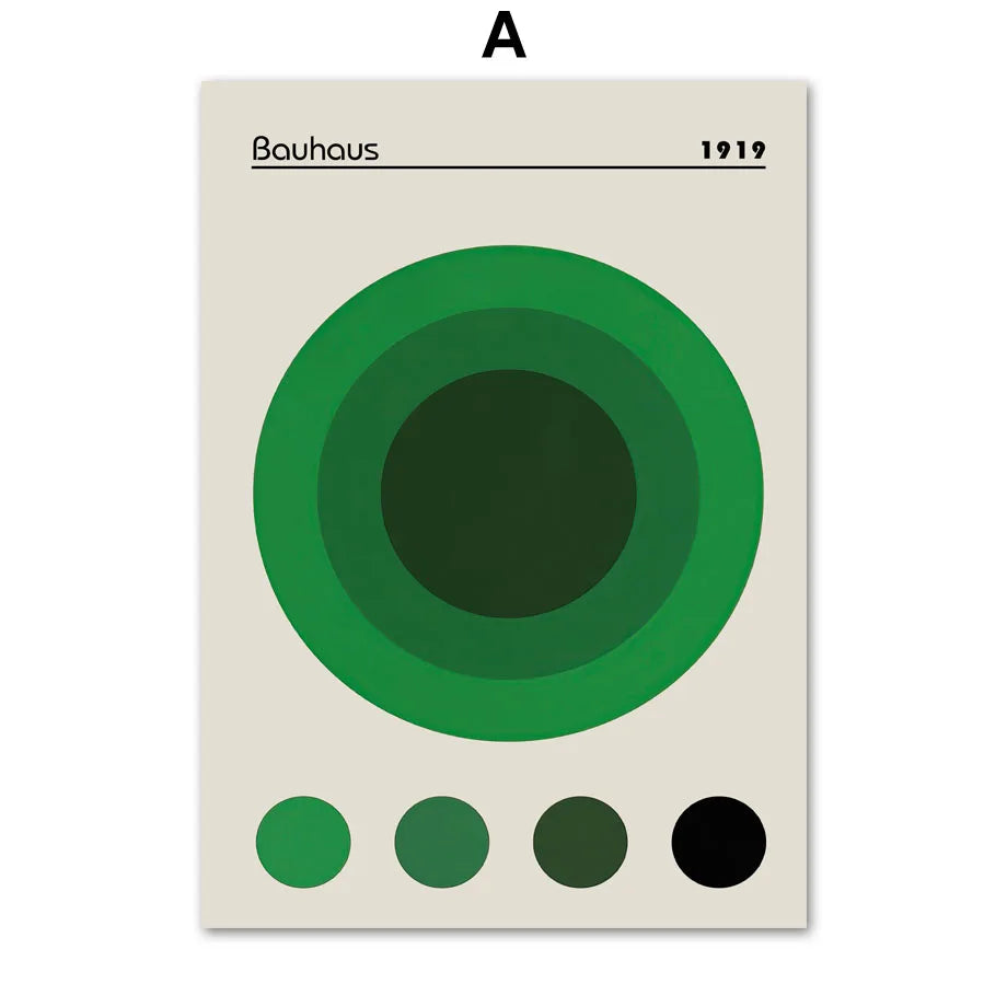 Scandinavian Modern Minimalist Wall Art Abstract Bauhaus Green Beautiful HD Canvas Poster Prints Home Bedroom Living Room Decor