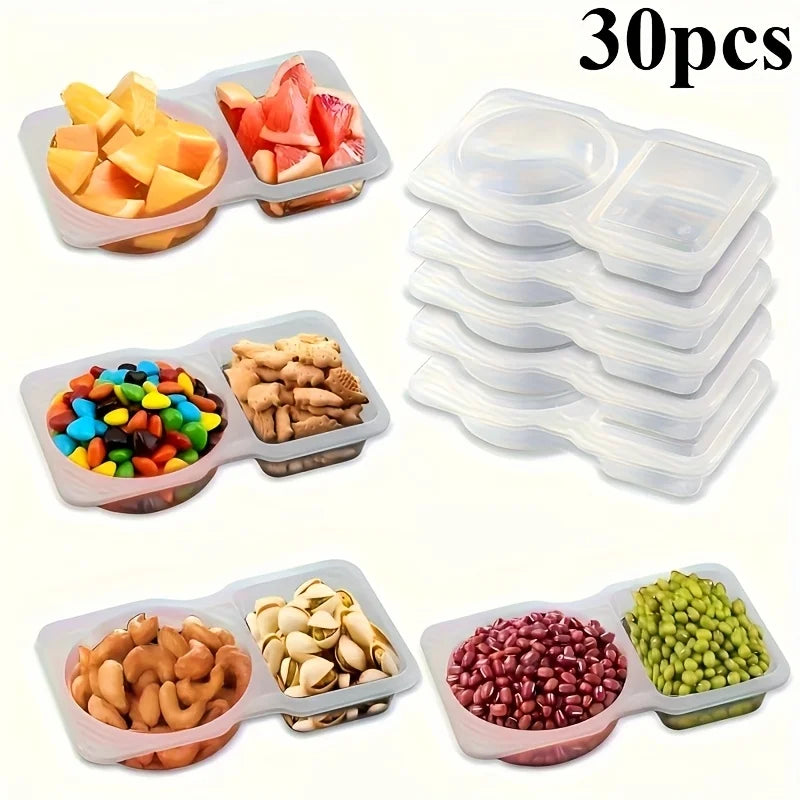 Collapsible Double Compartment Food Containers-Portable Kitchen&Picnic Essentials,Lunch Box Organizer,Transparent Storage