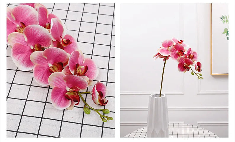 Artificial Butterfly Orchid Fake Phalaenopsis Flowers Artificial Orchid Stem Plants for Wedding Home Decoration
