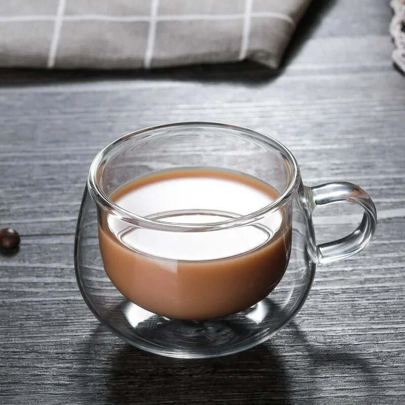 150/250/350ML Glass Cup with Handle Heat Resistant High Borosilicate Double Wall Glass Coffee Milk Beer Cups Kitchen Tools Gift