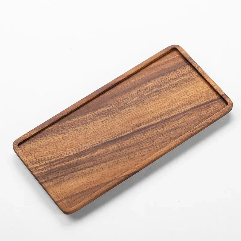Natural Wooden Tray Serving Table Tray Table Plate Snacks Food Storage Dish Sushi Plate for Hotel Home Serving Tray