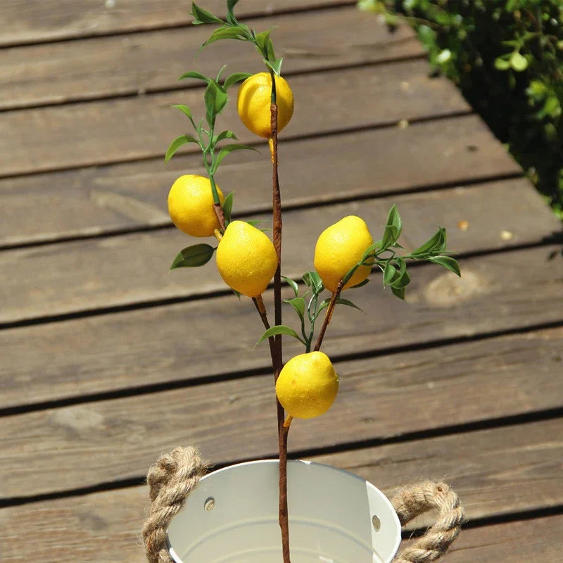 Lemon Branches With Fruit Simulation Green Plants Fresh Home Decoration Photo Props Plastic Fruit Flower Arrangement Fake Flower