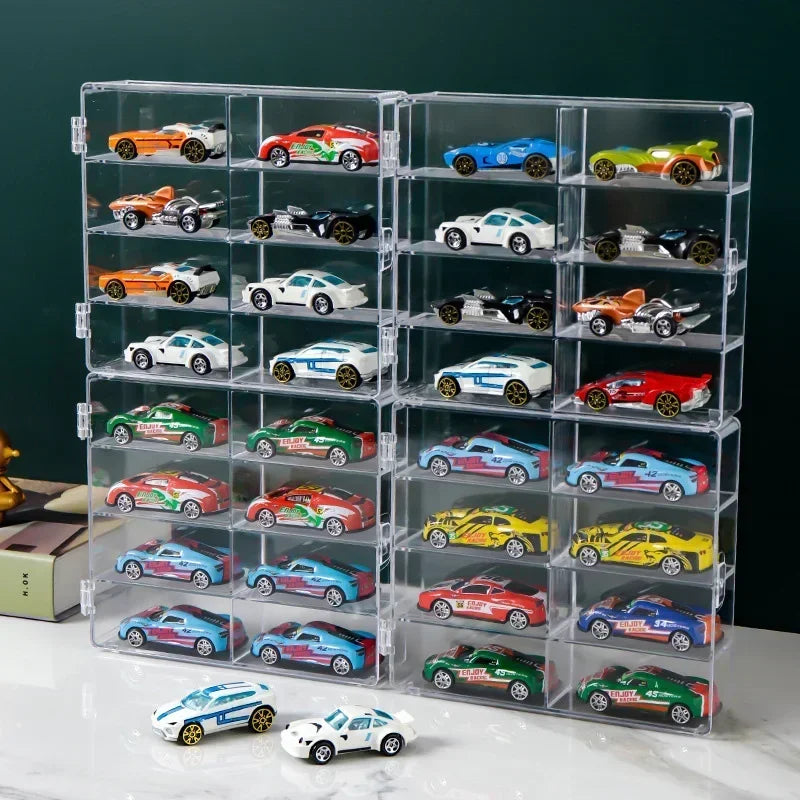 Acrylic Car Display Box 1:64 For Hot Wheels Car Model Toy 8 Grid Cabinet Rack Dustproof Stackable Car Storage Boxes Transparent