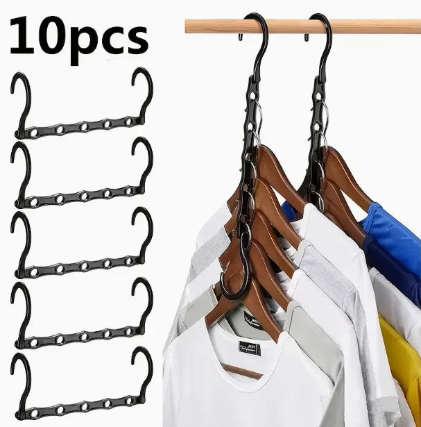 10 Pcs Space Saving Magic Hangers Sturdy Plastic Holder Heavy Clothes Organizer For Dorms Apartments Small Closet