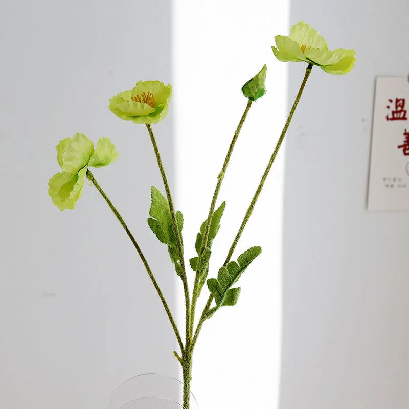 Artificial Silk Flowers Simulation Poppies Wedding Decoration Long Fake Poppy Branch Home Table Decor Ornaments Wedding Flowers