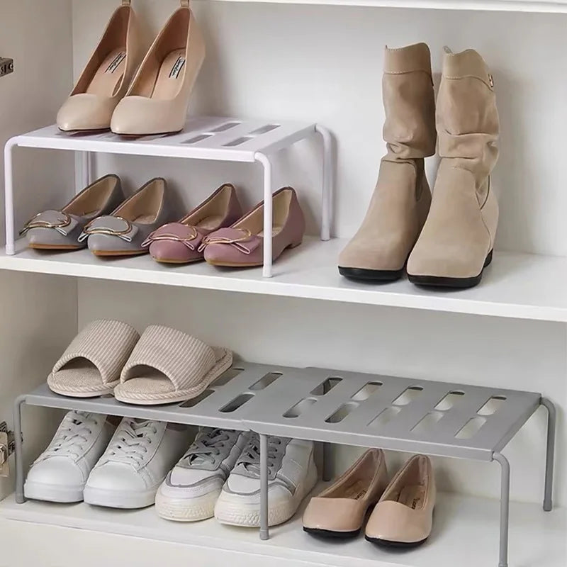ABS Shoe Rack Extensible Shoe Hanger Storage Space Saving Shelf Telescopic Storage Rack Household Kitchen Cabinet Organizer Rack
