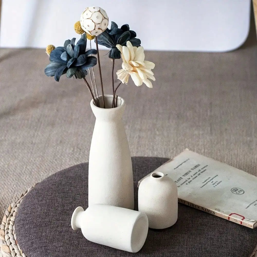 3pcs Bohemian Ceramic Vase Set, Modern Bohemian Farmhouse Home Decoration Vase, Living Room, Bookshelf, Dining Table Decoration