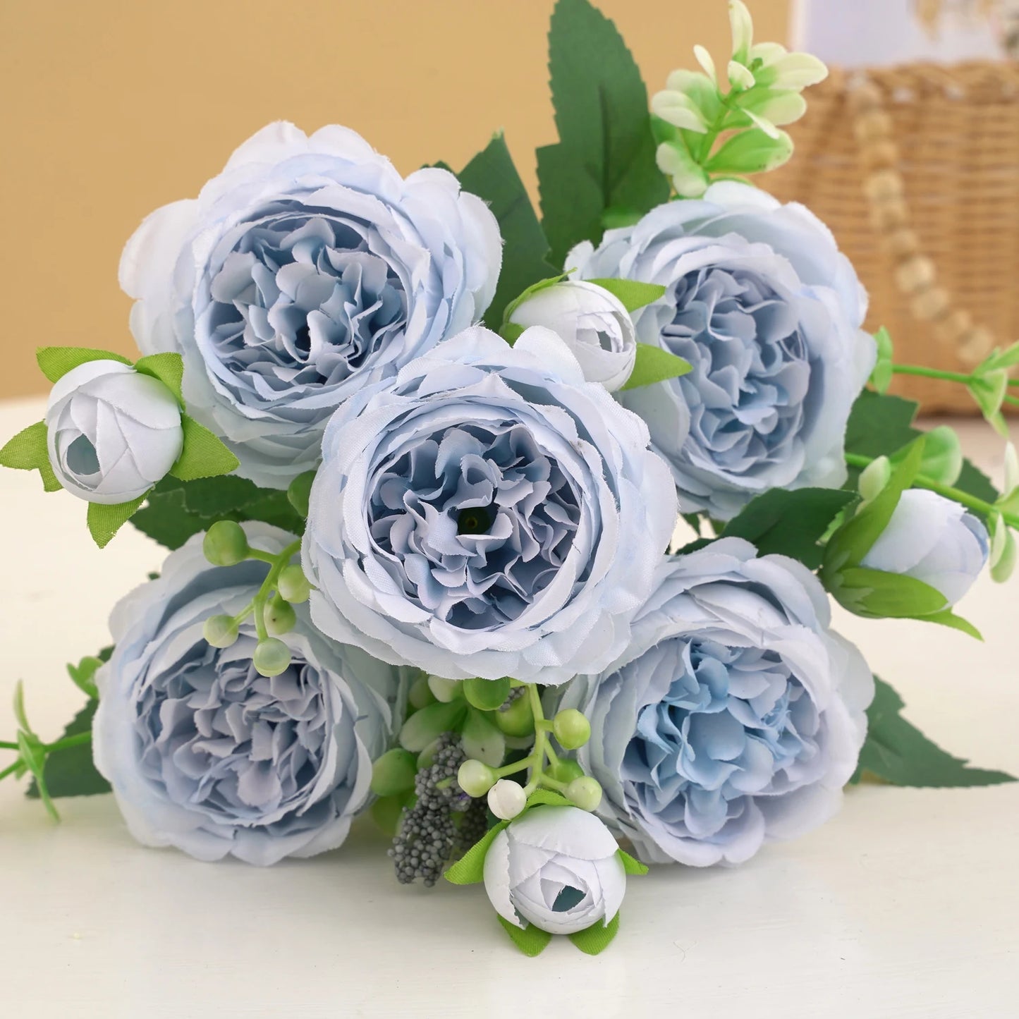 1pc Artificial Flower for Decoration Fake Flowers Silk Peony Faux Bouquet Plastic Arrangements for Home Bridal Wedding Party