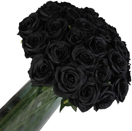 12 PCS Artificial Flowers Roses Silk Flowers Fake Long Stem Artificial Black Roses for Home Party Halloween Decorations