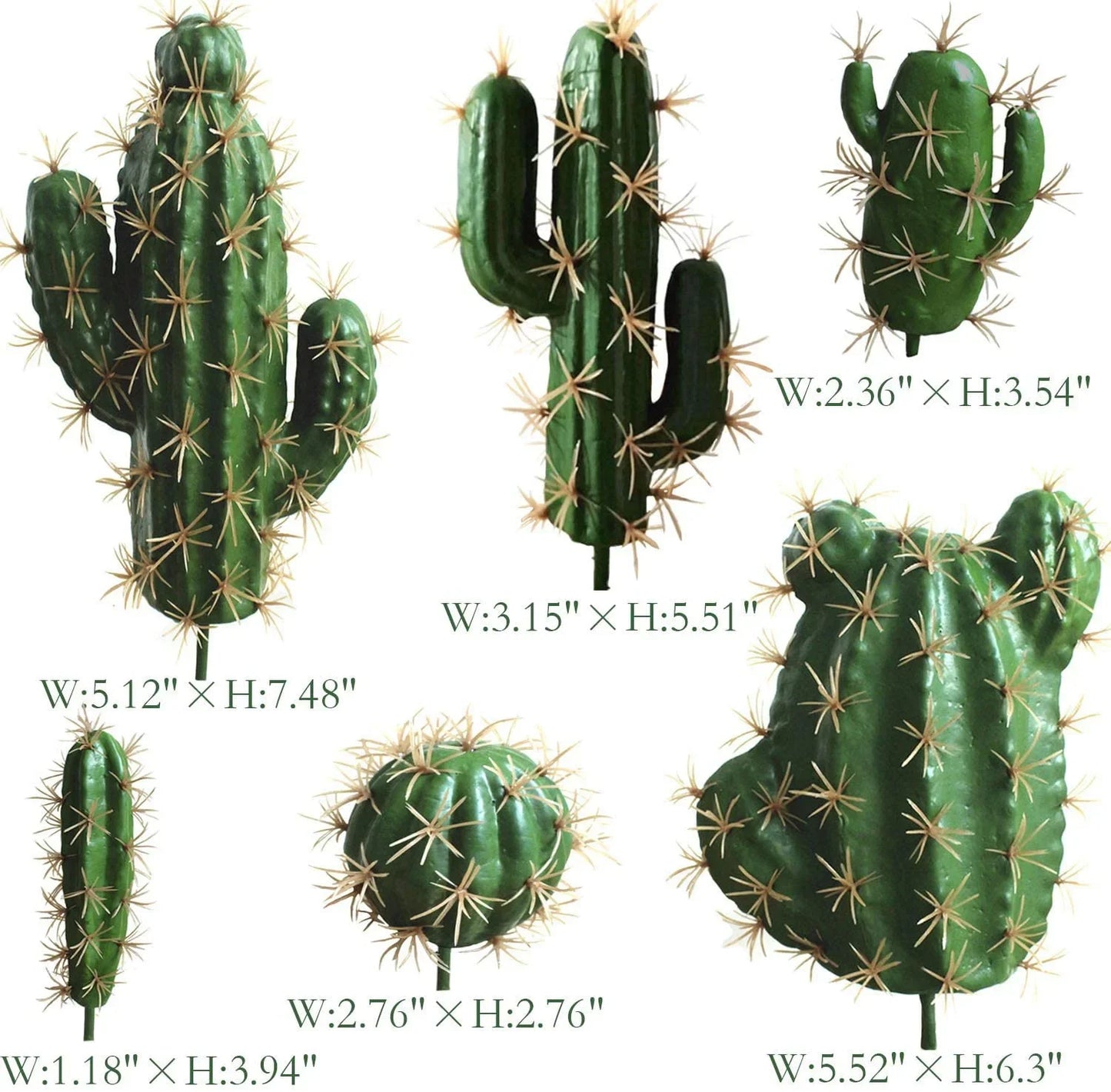 6pcs Artificial Cactus Decor Faux Plant Fake Succulents Plants Unpotted Indoor Home Décor Fake Cactus Stems DIY Decorations