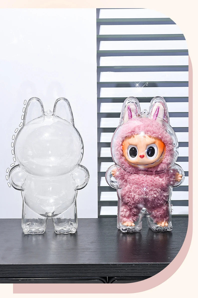For Labubu Transparent Protective Case LABUBU Doll Protector Portable Pendant Storage Box for Labubu Clear Display Bag 1pc