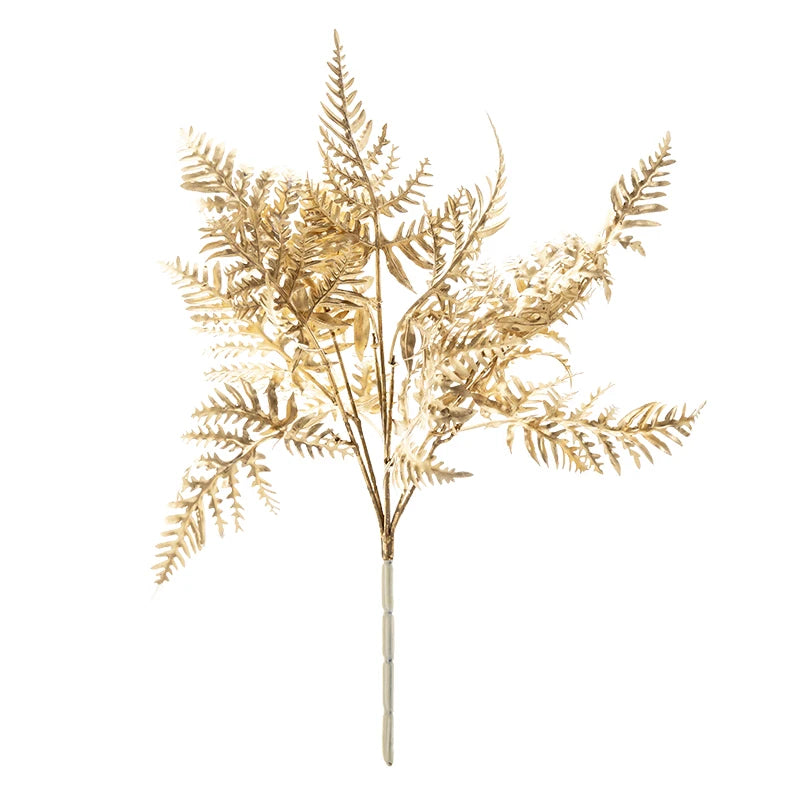 Artificial Plants Gold Fake Flowers Plastic Grass Wedding Arrangement Leaves Autumn Home Party Supplies Christmas Decorations