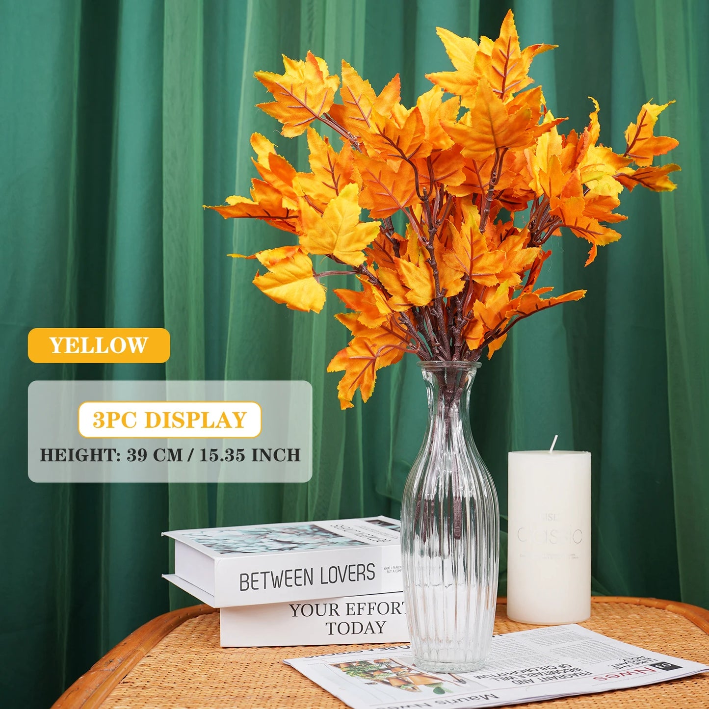 Fall Artificial Maple Leaf Flowers Bouquet for Home Room Decor Wedding Marriage Party Decoration Fake Plant Garden Vase Ornament