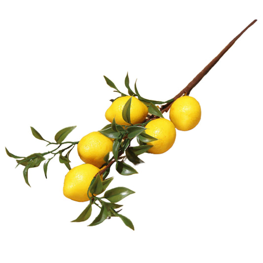 ZK40 Simulated lemon branch plastic fake flower length about 50cm 1 branch/5 fruits Foam+Iron+Plastic Never wither and fall
