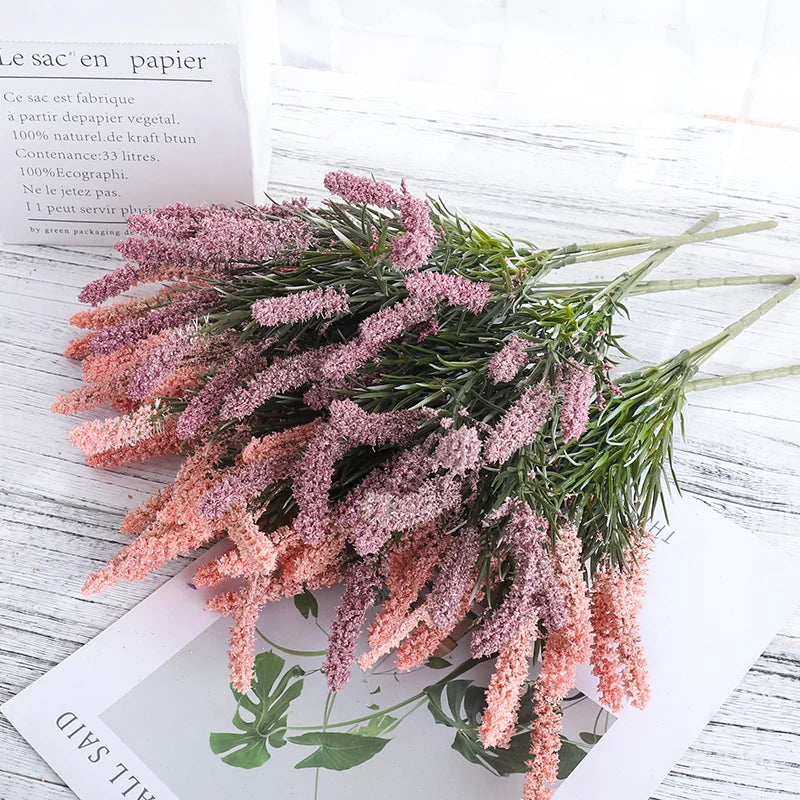 Foam Artificial Flowers Lavender Bouquet Christmas Wedding Home Decoration Indoor Outdoor Home Office Table Arrange Fake Plants