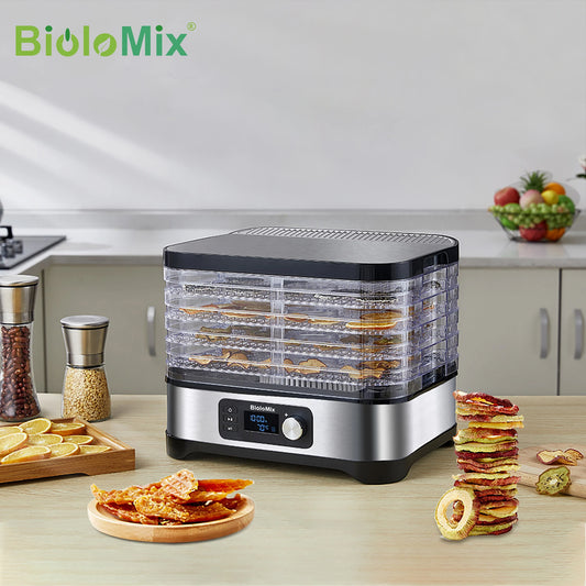 BioloMix BPA FREE 5 Trays Food Dryer Dehydrator with Digital Timer and Temperature Control for Fruit Vegetable Meat Beef Jerky