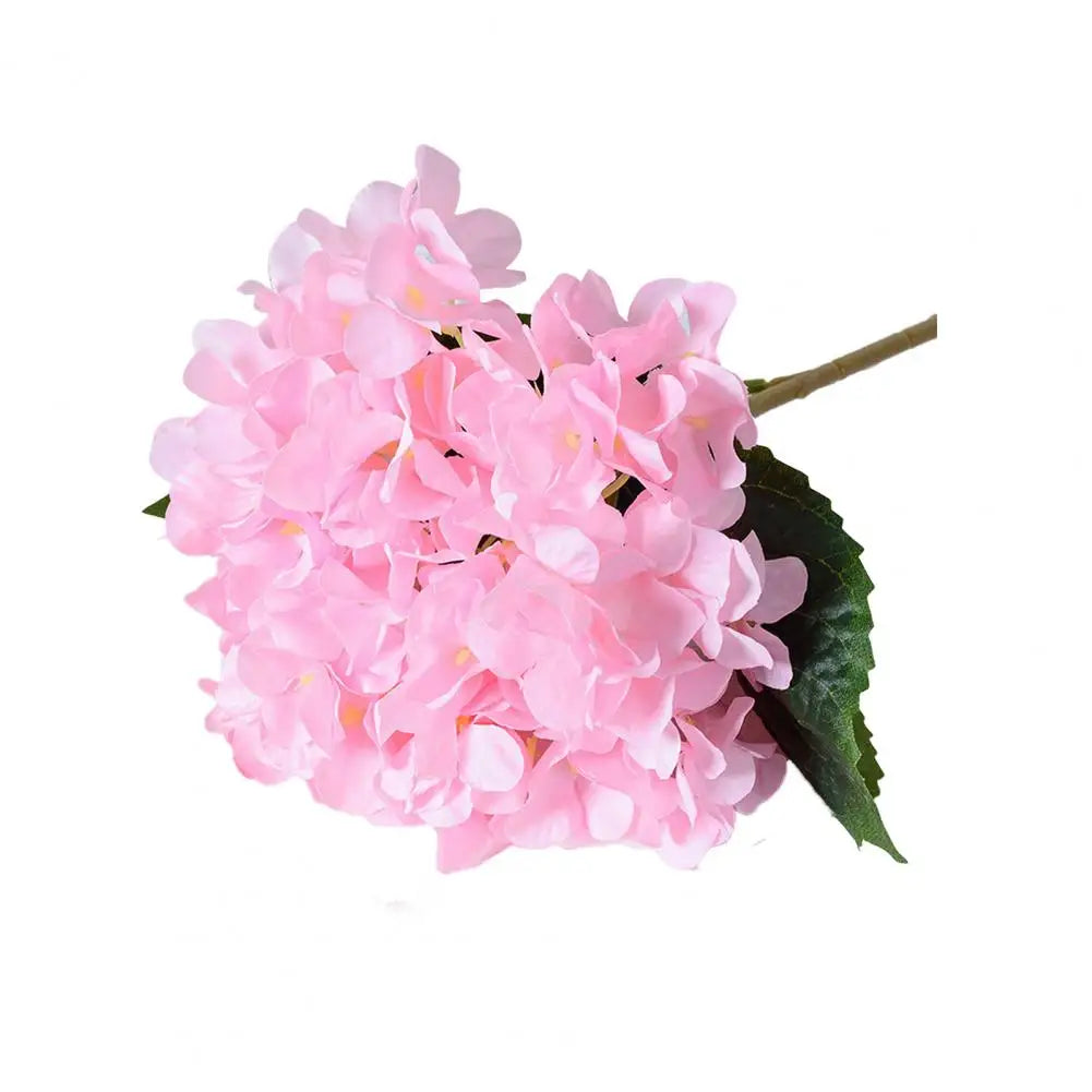 Realistic Fake Flowers Elegant Artificial Hydrangea with Green Leaves Stem for Wedding Home Decor Realistic Fake for Office