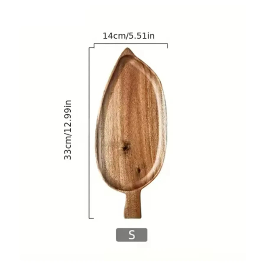 Tray Wooden Leaf Shaped Afternoon Tea Tray Western Sushi Tray Dessert Fruit Meal Tray Food Tray Wooden Waterproof